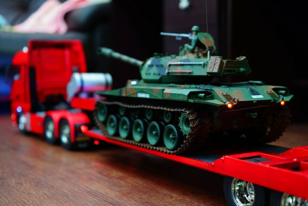 1:14 TAMIYA MAN拖車+金屬版M41A3+板車