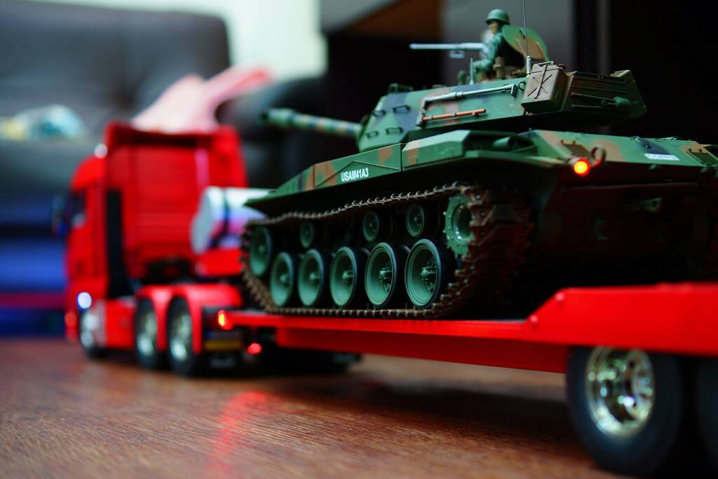 1:14 TAMIYA MAN拖車+金屬版M41A3+板車