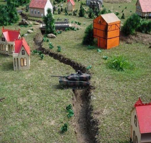 豹2A6 直接衝過壕溝