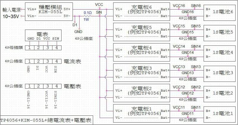 用同一個市售電壓表顯示總電流及各電壓的方法2~